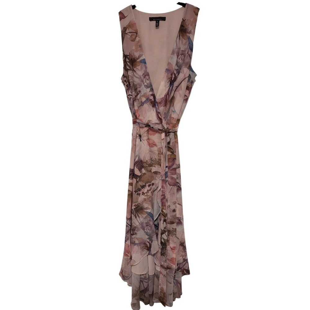 White House Black Market V-Neck Ruffle Wrap Dress 12 WHBM